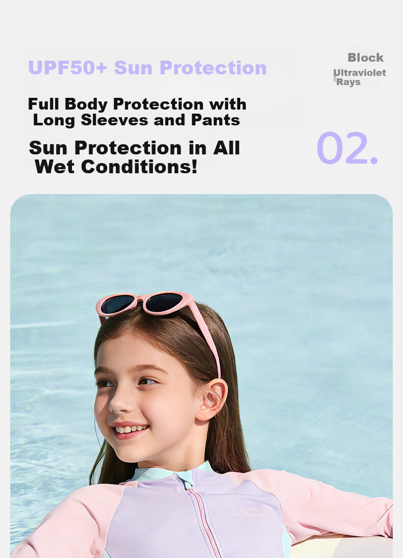 LI-NING Kids Girls Long Sleeve Long Pants Warm Professional One-Piece Surfing Diving Swimming Suit 7191 Purple Size 150 4