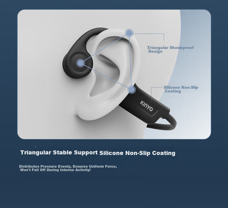 KINYO Sports Bone Conduction Open Bluetooth Earphones Comfortable Non-In-Ear Ear-Hook Design Long Battery Life Sweatproof Waterproof for Cycling Outdoor Sports 4