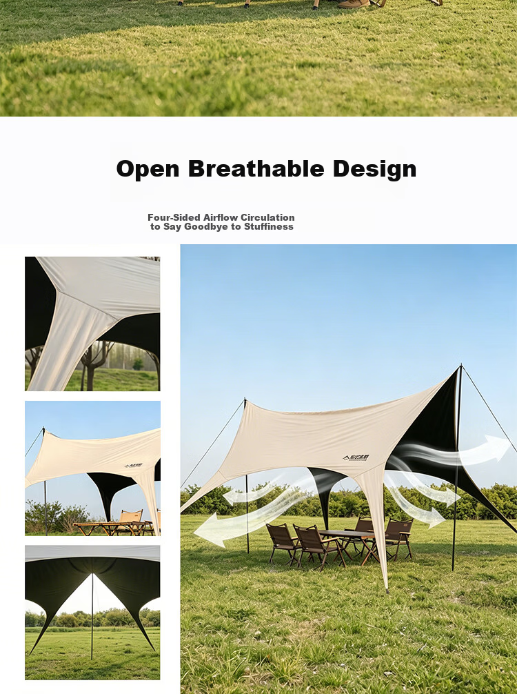 Buzhihuangye Camping Tent Canopy, Outdoor Camping Rain Shelter, Eaves, Rain Protection, Sun Protection, Portable Sunshade 5