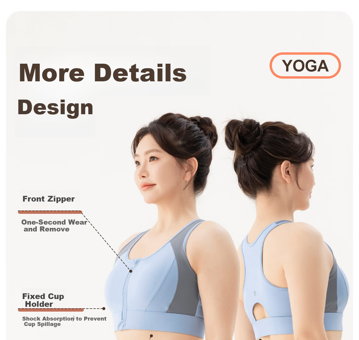 361° Plus Size Sports Vest Shockproof Anti-Sag Front Zipper Yoga Bra Fitness Plus Size Women's Sportswear 2