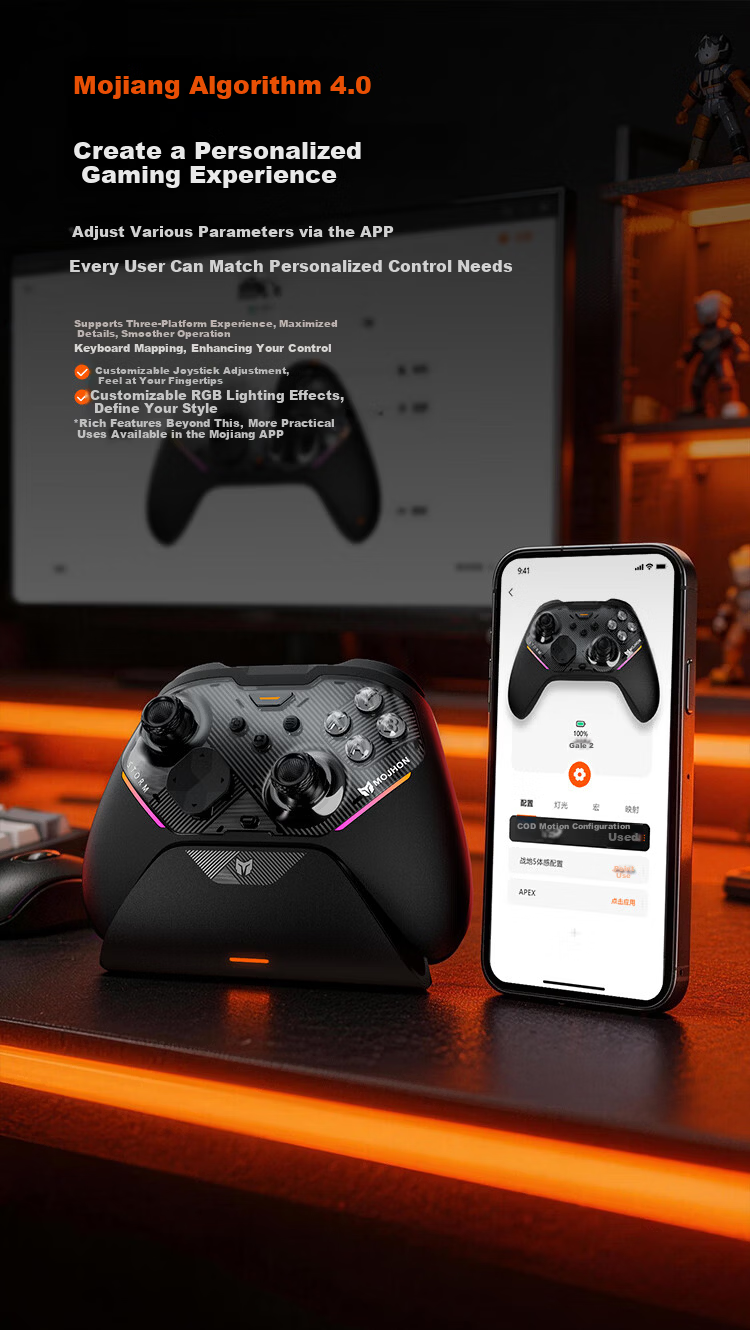 Mojiang Leifeng Dual Hall Wireless Game Controller, Xbox Phone Switch Bluetooth PC Steam Black Myth: Wukong Apex Dual Shadow Wonderland, The Legend of Zelda: Majora's Mask, Gray 12
