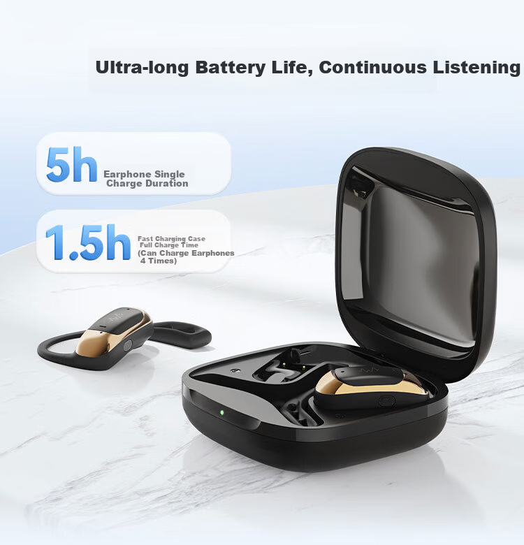 Salt Sound 2026 New Open-Ear Acoustic Bluetooth 6.0 Wireless Earphones Gray for Students Sports Long Battery Life Compatible with Apple Huawei 7
