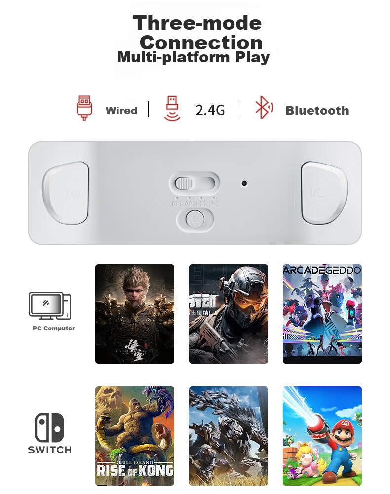 Aolion K30 Gaming Controller Layout Switch PC Steam Dual Trigger Switch 2nd Gen NS Android iOS iPad Xbox-style Wireless Bluetooth Gamepad 16