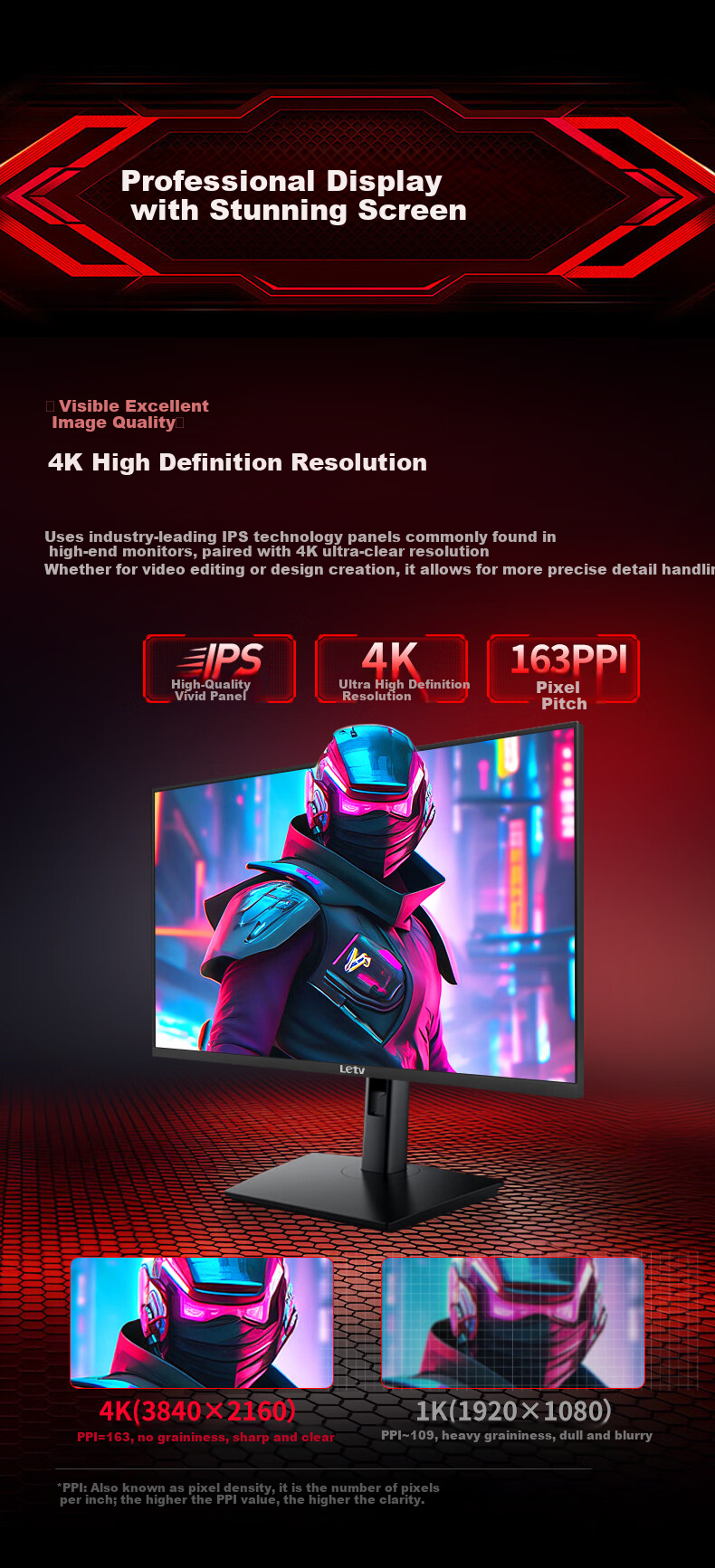 LeTV 27-inch 4K UHD IPS Monitor with Type-C 65W, Rotatable and Height Adjustable, USB Port, 8-bit Professional Design Office Display 3