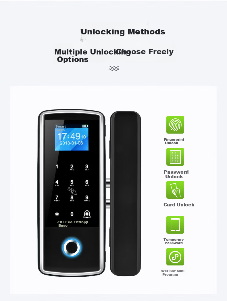 ZKTECO Technology GDL-F618 Glass Door Bluetooth Smart Fingerprint Lock Attendance Access Control System Glass Door Access Lock 3