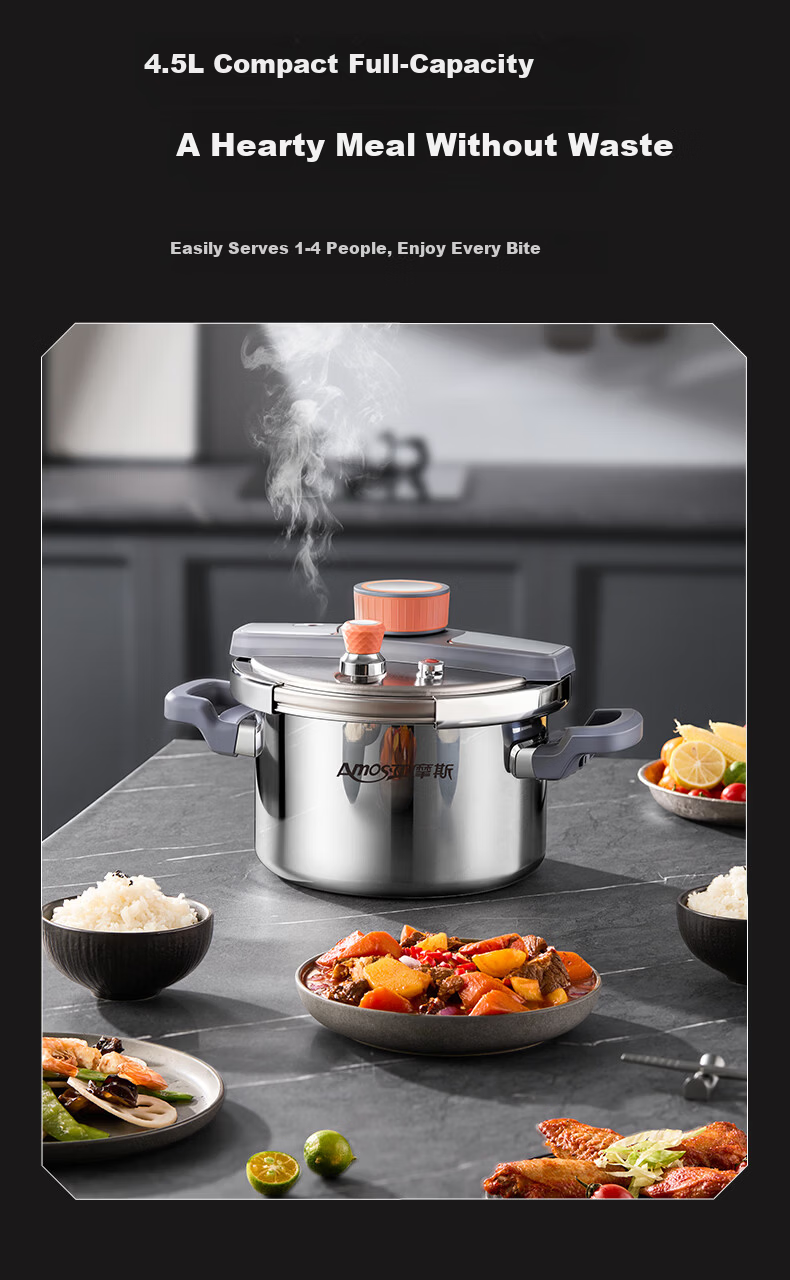 Amos Pure Titanium Pressure Cooker 4.5L Multi-Functional Single-Handed Lid Gas Stove Compatible DS20 14