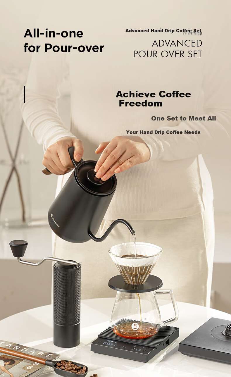Tiamo Pour-Over Coffee Set Gift Box Temperature Control Kettle Coffee Scale Grinder Coffee Accessories Luxury Birthday Gift 1