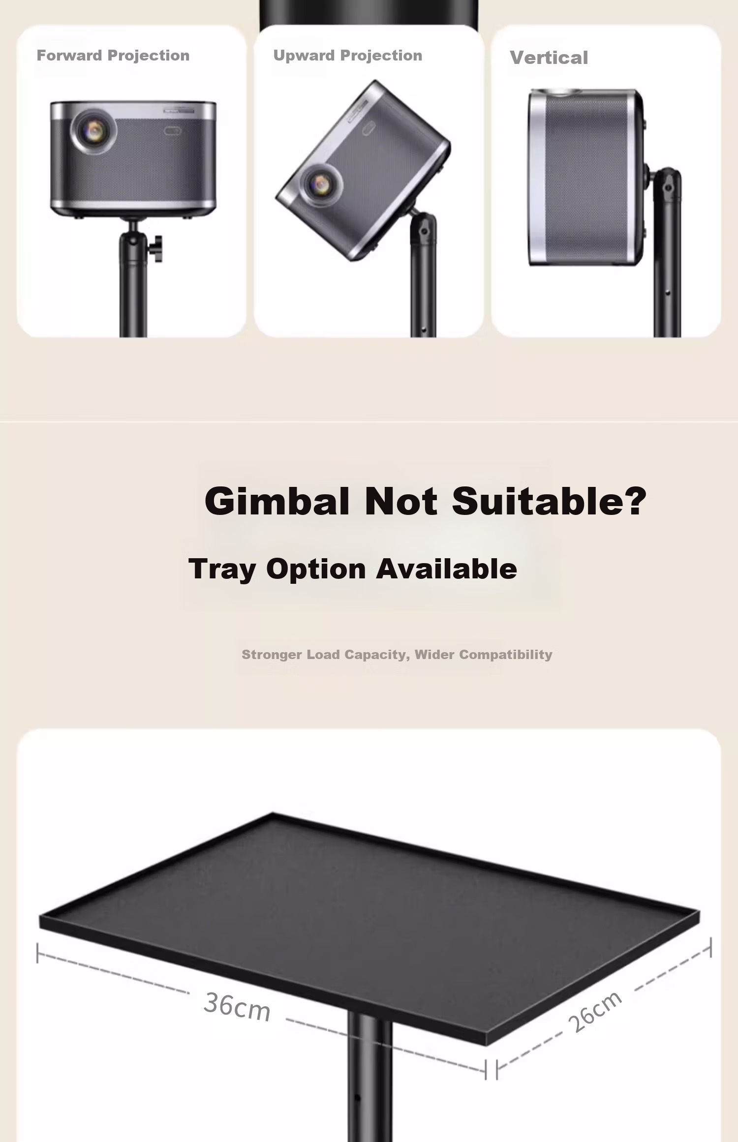 ASKE Projector Floor Stand Tripod Tray Bracket Compatible with Xiaomi, JmGO, XGIMI Wall-Mounted Projectors, No-Drill Installation for Dangbei 6