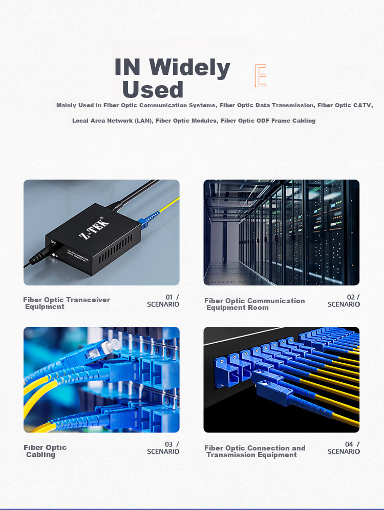 Z-TEK Telecom Grade Fiber Optic Patch Cord SC-SC Single Mode Simplex Tail Fiber Flame Retardant Low Smoke Halogen-Free Fiber Optic Cable 2m ZY-SCSC02 5