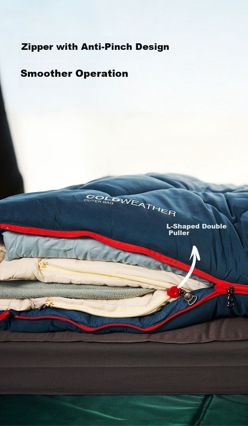 Coleman Four-Season Multi-Functional Three-Layer Sleeping Bag Outdoor Camping Soft Warm Double Detachable Sleeping Bag Dark Teal 90*200CM 5