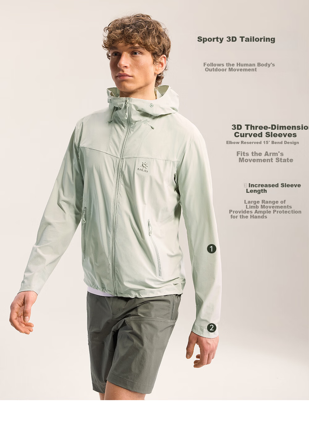 KAILAS Men's M8-LT Softshell Jacket CORDURA Outdoor Lightweight Durable Breathable Stretch Quick-Dry Summer Coat 7