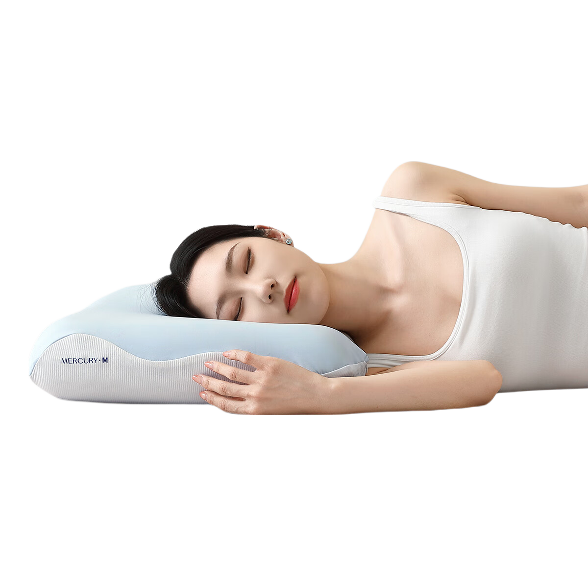 Shuixingjiafang Ergonomic Cooling Pillowcase, Class A Antibacterial Pillow Cover, Machine Washable Knitted Fabric, 42x70x10cm