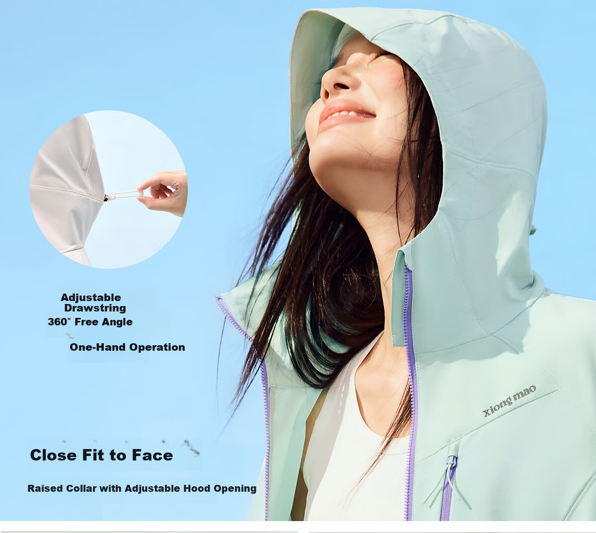 Xiongmao Liu Yifei Same Style [Wanye Soft] Hooded Soft Shell Jacket, Water-Repellent, Windproof, Slim-Fit Coat for Women 1176 7