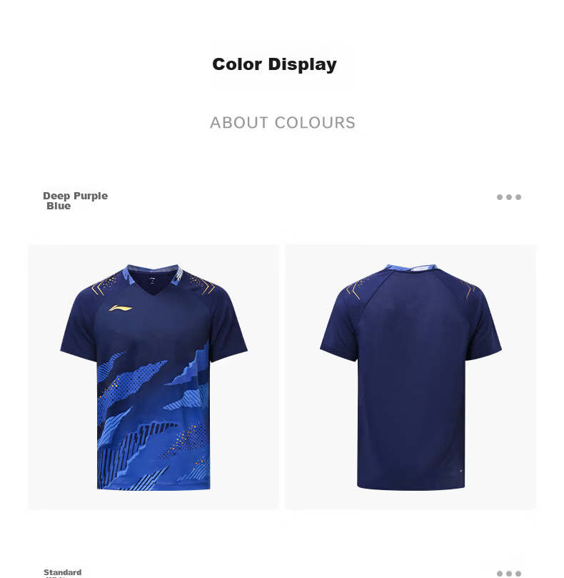 LI-NING Badminton Shirt Unisex International Star Competition Short Sleeve T-Shirt Deep Purple Blue L 8