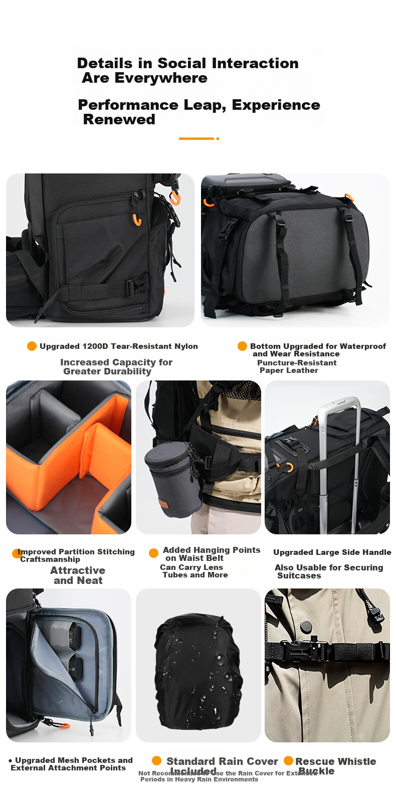 TARION Photography Backpack, Outdoor Hiking Travel Camera Bag, Multifunctional Storage Design, Roll-Up Camera Bag, Xprober Horizon, Black 11