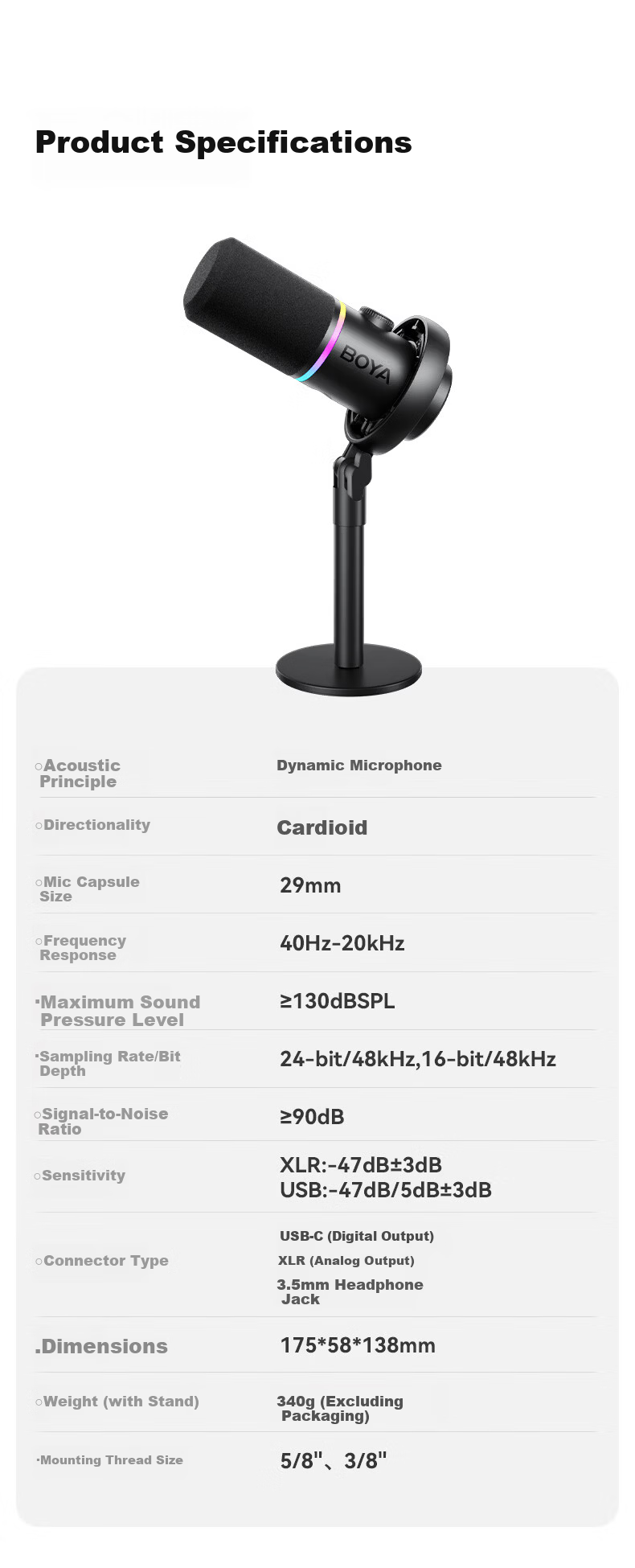 BOYA S60 Computer Microphone Desktop Mic Streaming Gaming Microphone KTV Dubbing Recording Noise-Cancelling Dynamic Microphone with Software Tuning 8