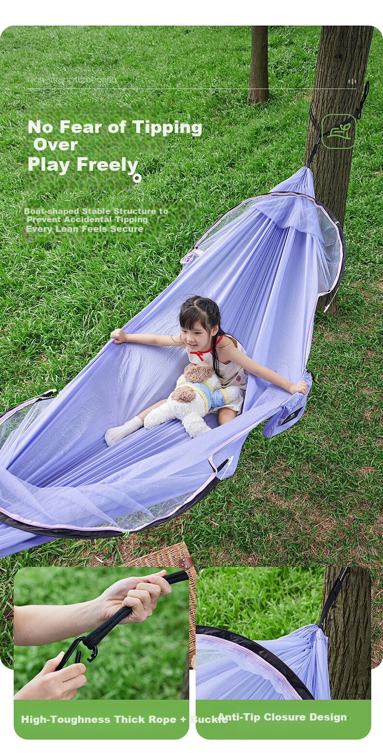 CAMEL Outdoor Mosquito-Proof Hammock for Adults Thickened Anti-Tip Hanging Cradle Tent Camping Mosquito Net 174BJ27661 3