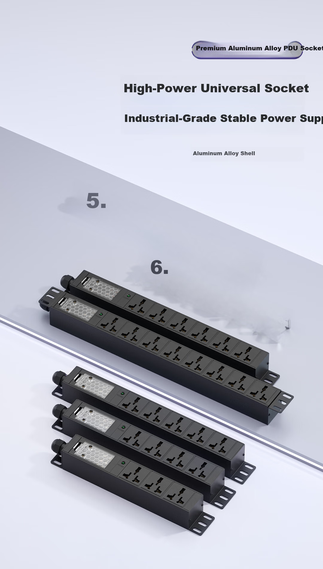 Lengon Wireless PDU Cabinet Socket 32A 8000W Self-Wiring Power Strip 8-Port 6mm² Extension Board High-Power Engineering Server Room Weak Current Box Extension Cord 1
