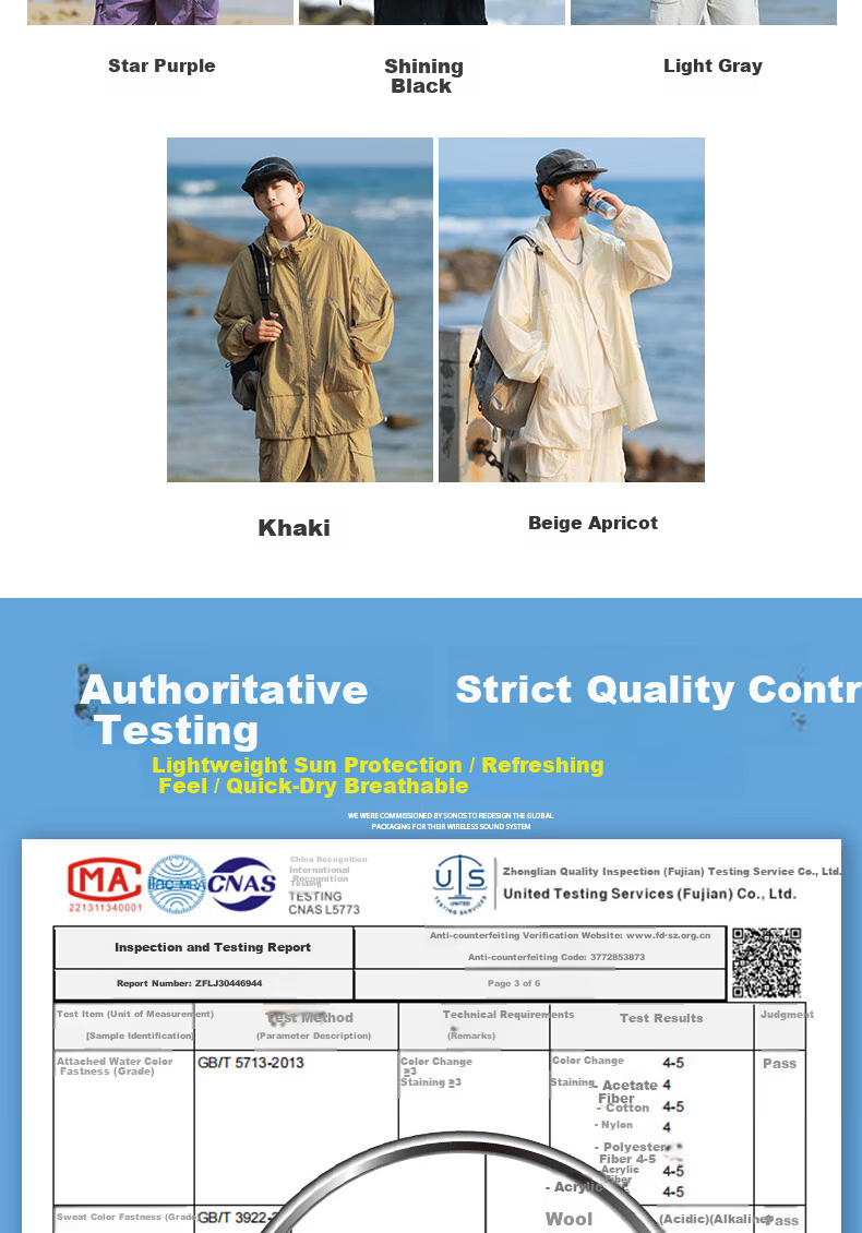 LangSha Men's Sunscreen Jacket Original Yarn Ice Silk Spring Summer UV Protection Ultra-Thin Breathable Outdoor Skin Jacket Fishing Coat 3