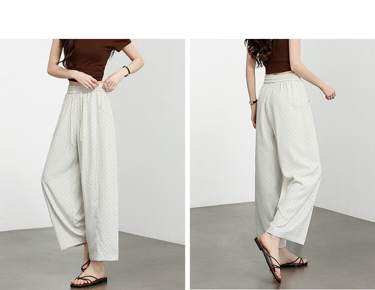 Demana [Comfort Zero Pressure Pants] Summer Korean Retro Polka Dot Straight Leg Elastic Waist Loose Slim Versatile Women's Casual Pants 9
