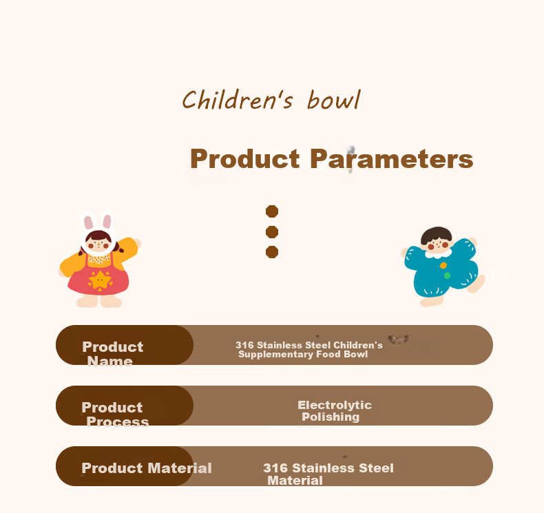 TREEJACK 316L Stainless Steel Single Handle Children's Feeding Bowl Baby Double Layer Anti-Drop and Anti-Scald Rice and Soup Bowl 13