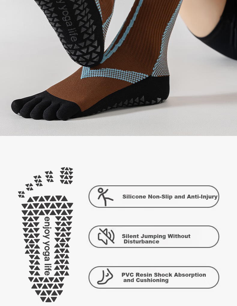 Free Style Professional Yoga Five-Toe Calf Compression Socks Outdoor Fitness Hiking Cycling Varicose Vein Anti-Slip Knee-High Socks 8
