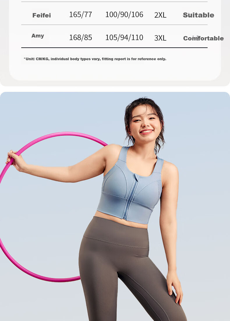 XUEXIMAN Plus Size High Impact Sports Bra for Women, Anti-Shock Running Fitness Front Zipper Yoga Tank Top 10
