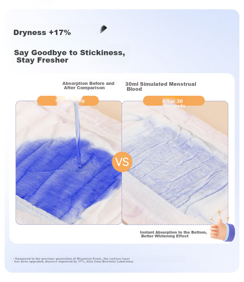 Beishute Soft Night Use Cotton-like Panty Sanitary Pads Sleep Pants L-XL Size 30 Pieces 5 Pads * 6 Packs Leak-proof 9