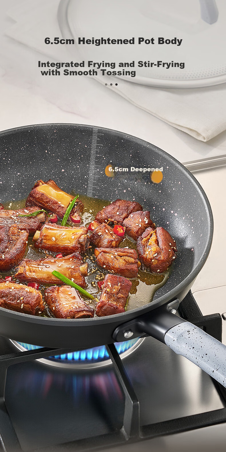 ASD Titanium Non-Stick Frying Pan Magic Stone 28cm Induction Gas Stove Compatible F1WG 13