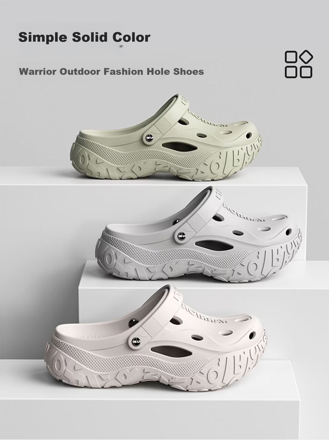 Warrior Men's Summer New Breathable EVA Non-slip Versatile Clog Sandals Closed-toe Outdoor Beach Shoes 0757 Cellar Gray 6