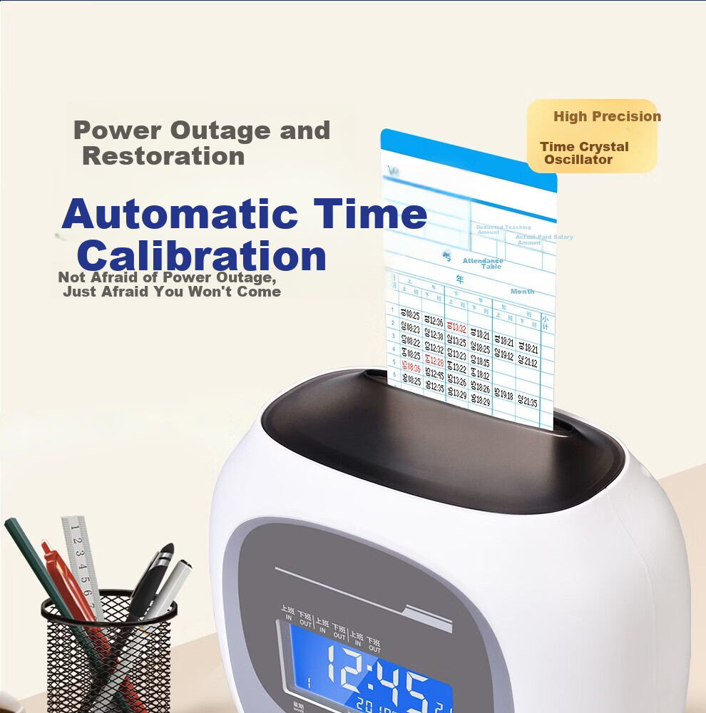 Gezhi M880 Time Card Attendance Machine Paper Card Employee Student Check-in Clock Microcomputer Automatic Paper Feed and Eject Attendance Recorder 3