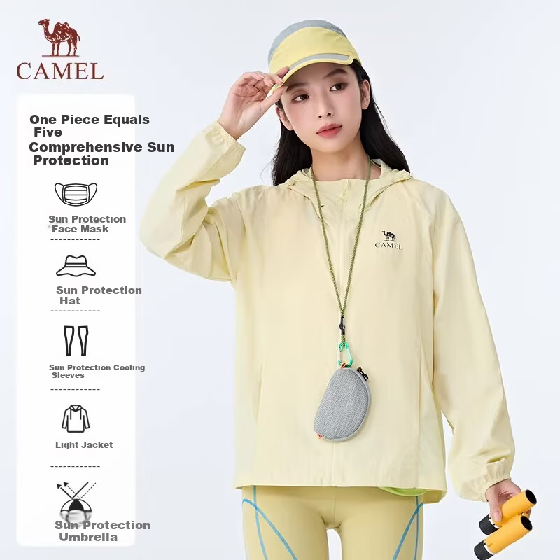 CAMEL Original Yarn Dry and Wet State Sun Protection Jacket for Women Slim Fit 2026 Spring Summer New Cool Breathable Water-Repellent Jacket for Men 0007