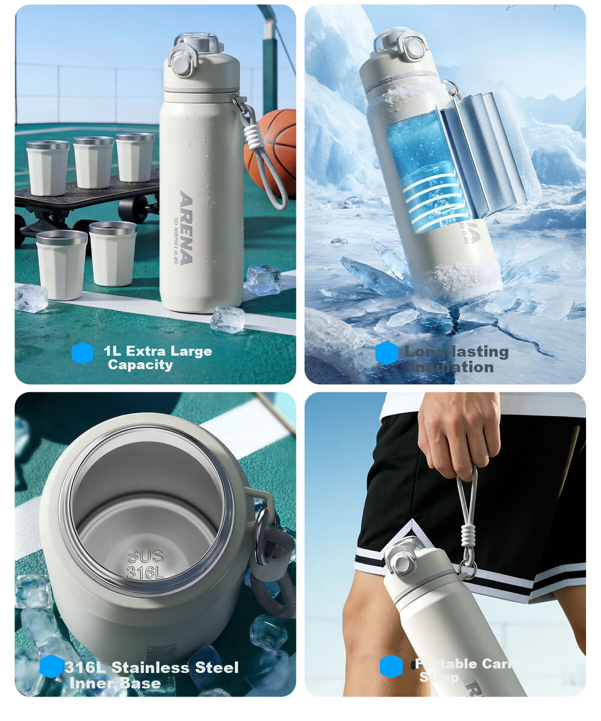 NRMEi Insulated Spray Water Bottle Large Capacity Student School Outdoor Sports Men's Summer Cooling Flask Cup 4