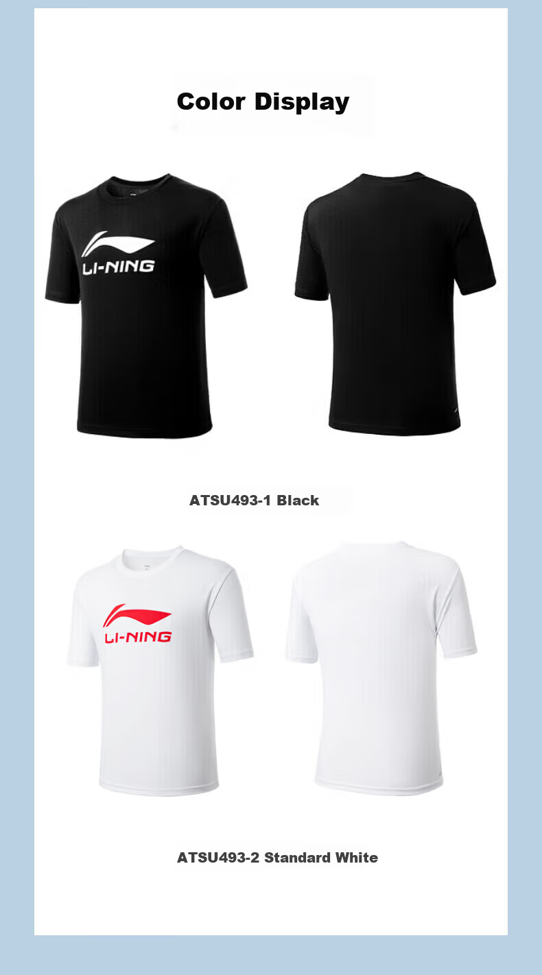 LI-NING Quick-Dry Men's Badminton Short Sleeve Shirt Summer Training Series Breathable Cool Sports Top 6
