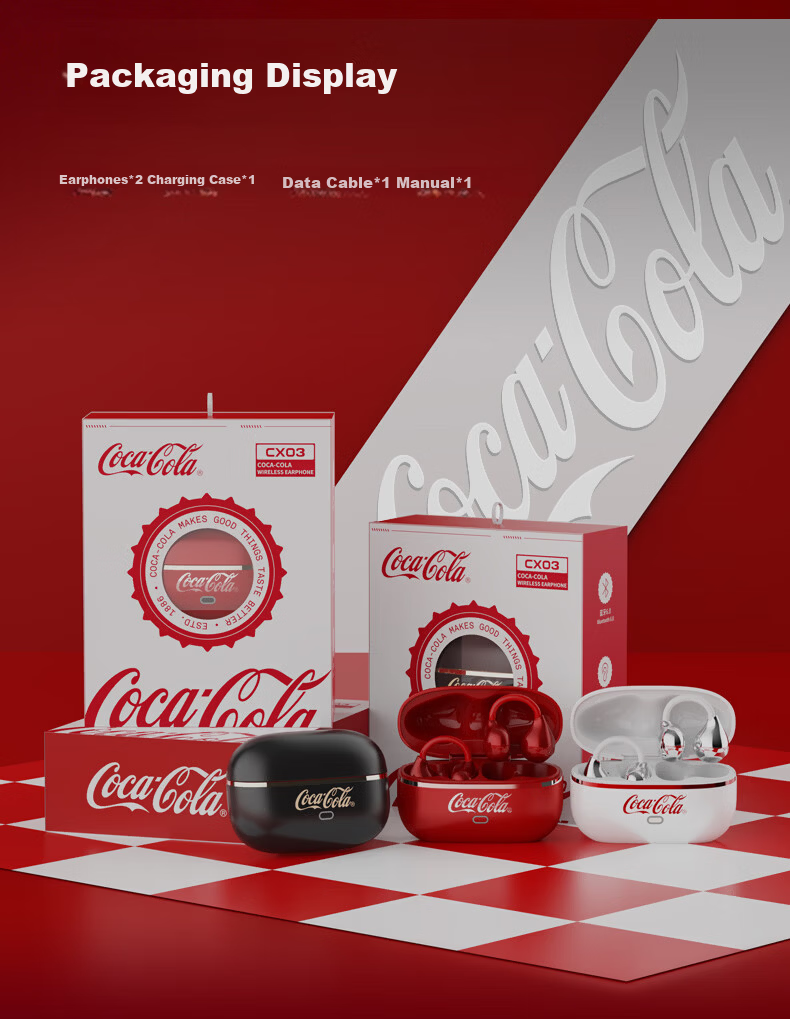 Coca-Cola CX03 Bluetooth Bone Conduction Clip-On Open-Ear Wireless Sports Running Gaming Earphones Long Battery Life 2026 Latest Unisex Student Gift 9