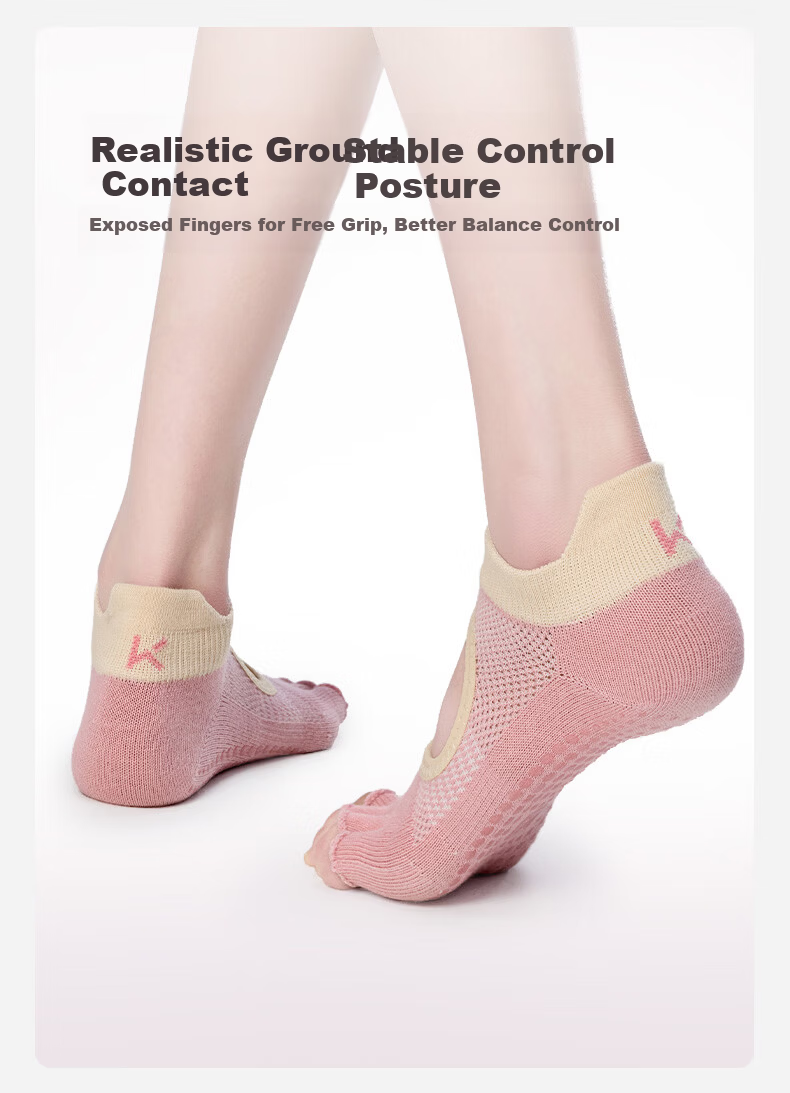 Keep Colorful Non-Slip Low-Cut Open-Toe Yoga Socks Indoor Floor Sports Dance Pilates Polar Night Black 3