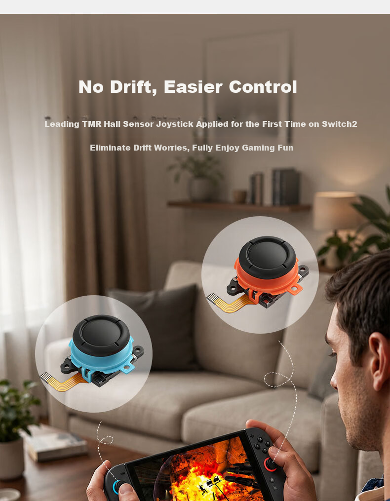 GuliKit TMR Joystick for Nintendo Switch 2nd Gen JoyCon 2 Controller Electromagnetic Analog Stick NS Left and Right Detachable Drift Repair Replacement Parts 2
