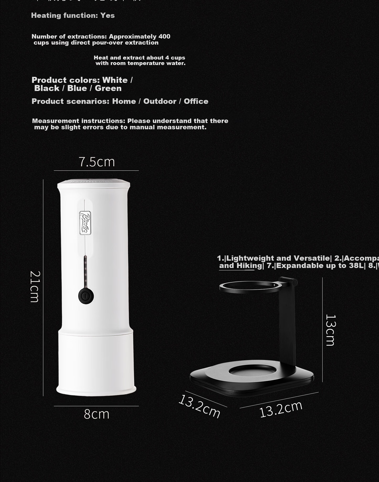 Bincoo Portable Coffee Maker H2Pro Capsule Coffee Machine Small Electric Italian Espresso Extractor 24