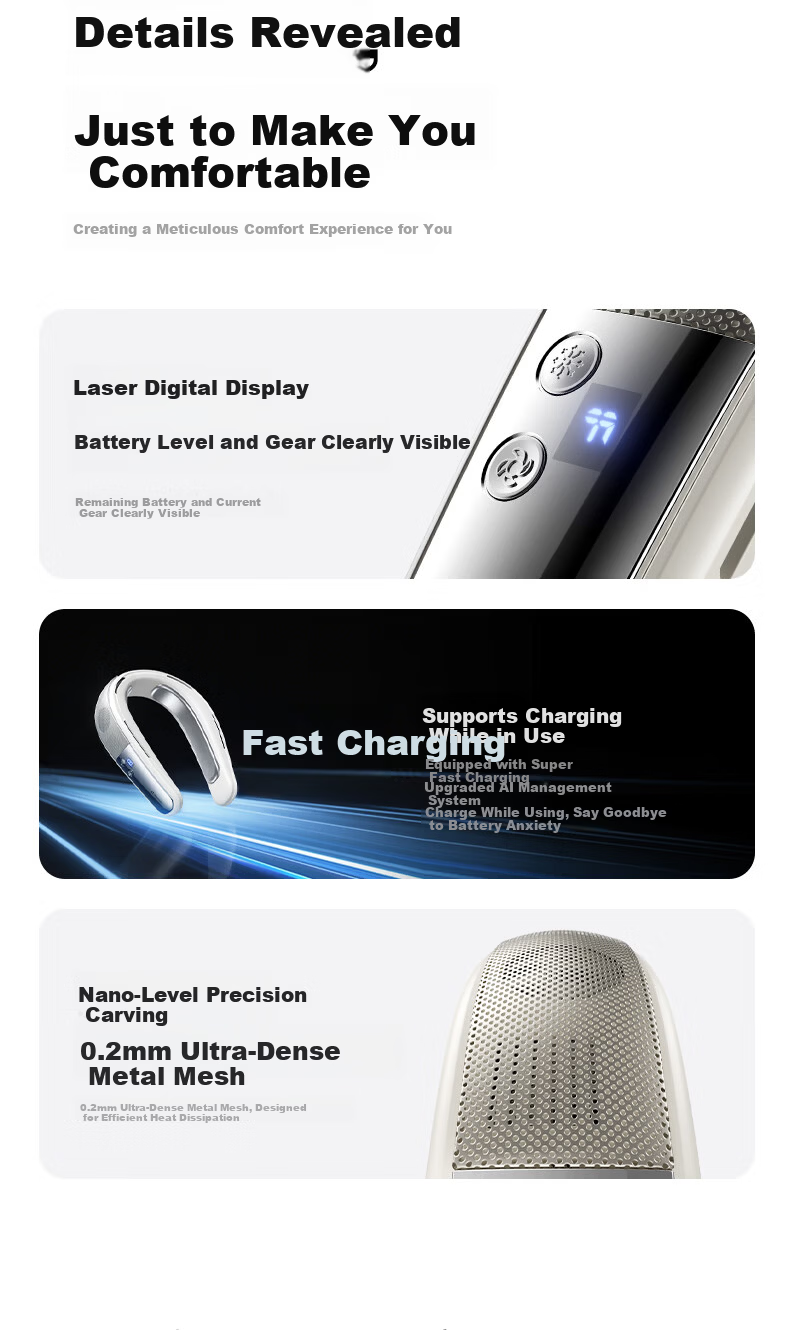 REMAX 2026 New AI Smart Control Neck Hanging Air Conditioner Cooling Fan Long Battery Life Portable Outdoor Wearable Neck Head Cooling Device Birthday Gift 11
