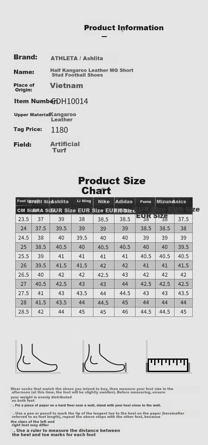 ATHLETA Kangaroo Leather Soccer Shoes MG Short Stud Artificial Grass Mid-High-End Competition Training Men's Cleats 7