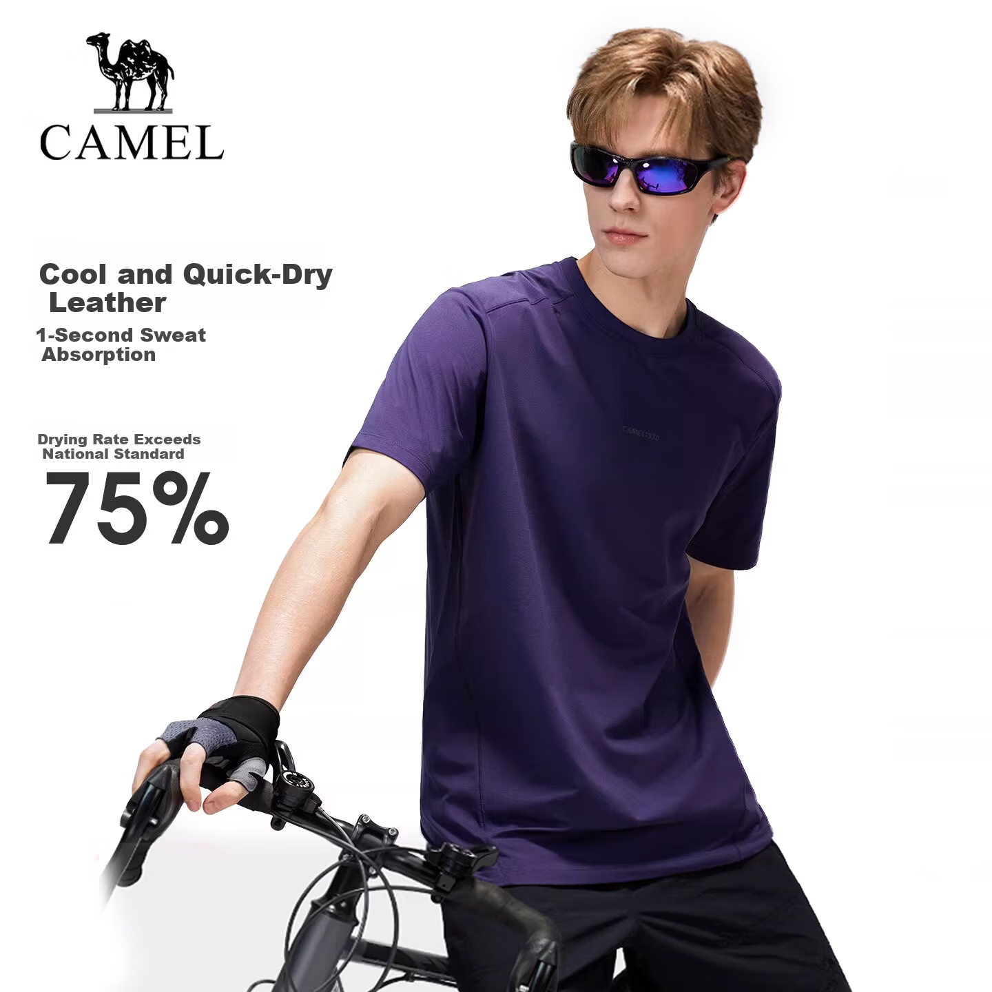 CAMEL Outdoor Quick-Dry T-Shirt Women Summer 26 Short Sleeve Original Yarn Cooling Breathable Hiking Mountaineering Sun Protection T-Shirt Men 1053