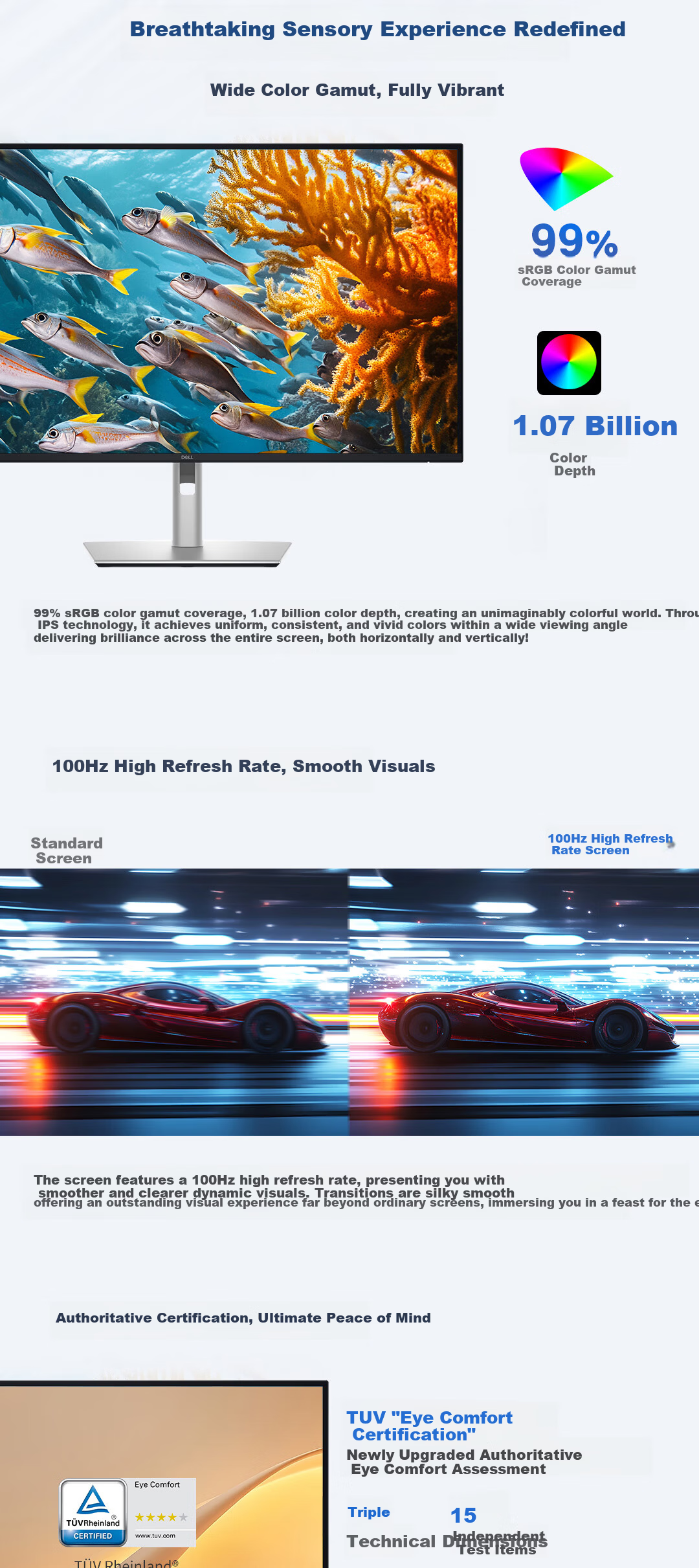 DELL 31.5-inch 4K Office Monitor 100Hz IPS Type-C 90W Reverse Charging Blue Light Filter Rotatable Height Adjustable P3225QE 3