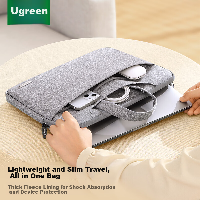 Ugreen Laptop Sleeve Bag Portable Large Capacity 13.9 Inch Compatible with Apple MacBook Neo/Pro/Air Huawei Lenovo Xiaomi Asus