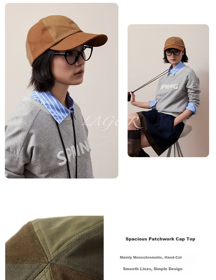 Lagur Couple Edition "Black Gray Yamamoto Style" 100% Cotton Duckbill Baseball Cap Sun Hat Face Slimming Firebrick Red 11