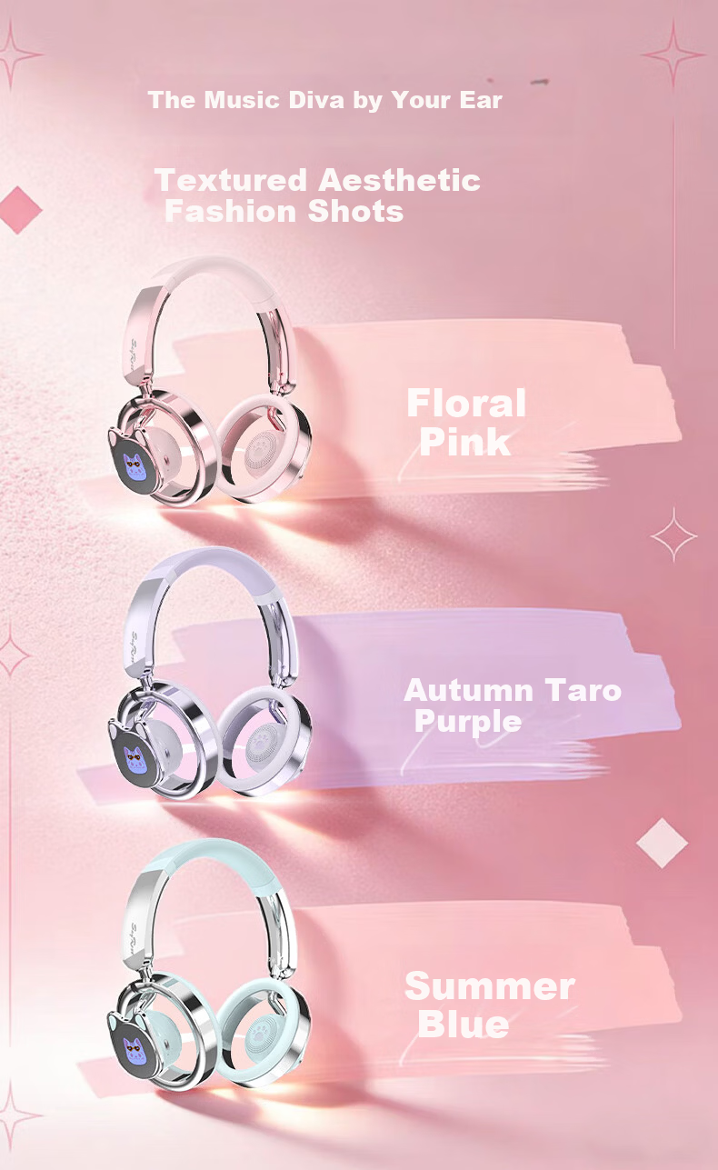 SayRose Cat Ear Headphones Apple Wireless Dreamy Starry Sky Atmosphere Huawei Stylish Gift for Girls Girlfriend Wife Bestie Birthday Holiday Summer Blue 8