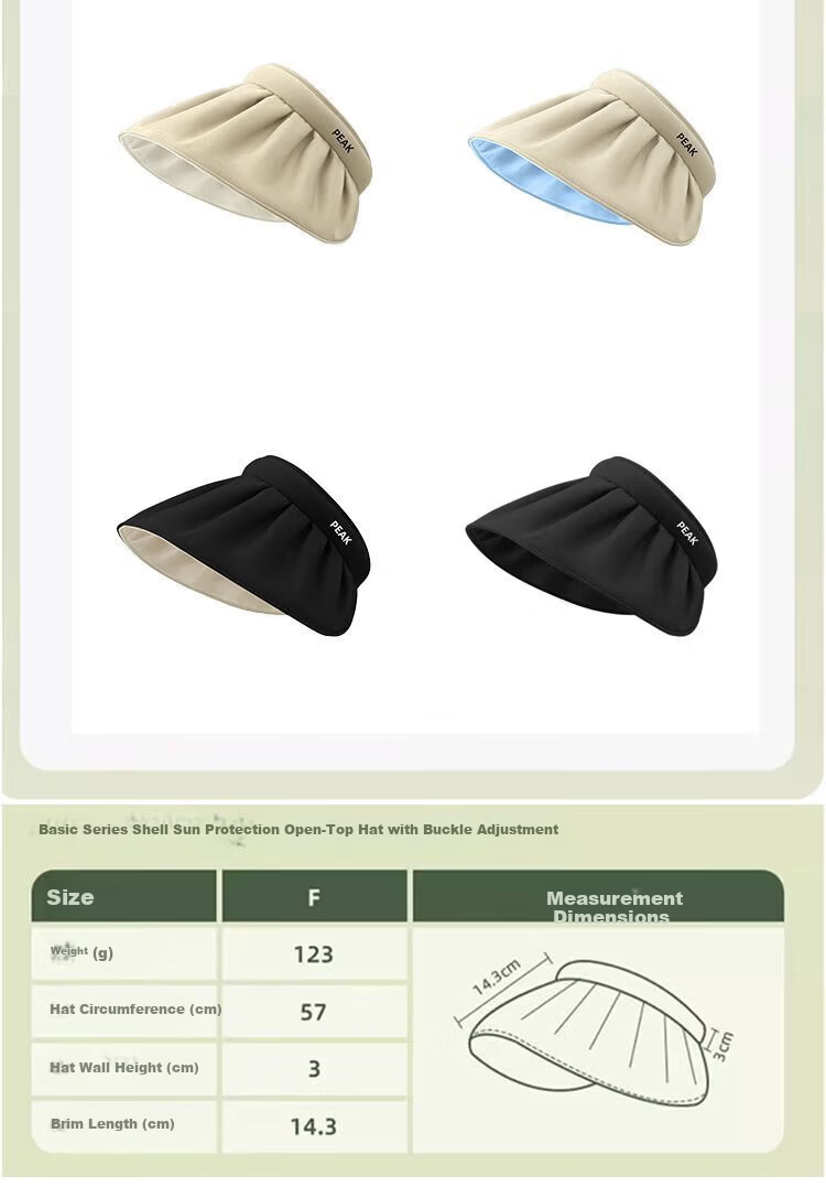 Peak UV Protection Sun Hat Couple Spring Summer Outdoor Running Anti-UV Shell Cap Open-Top Headband Dual-Use Foldable 13