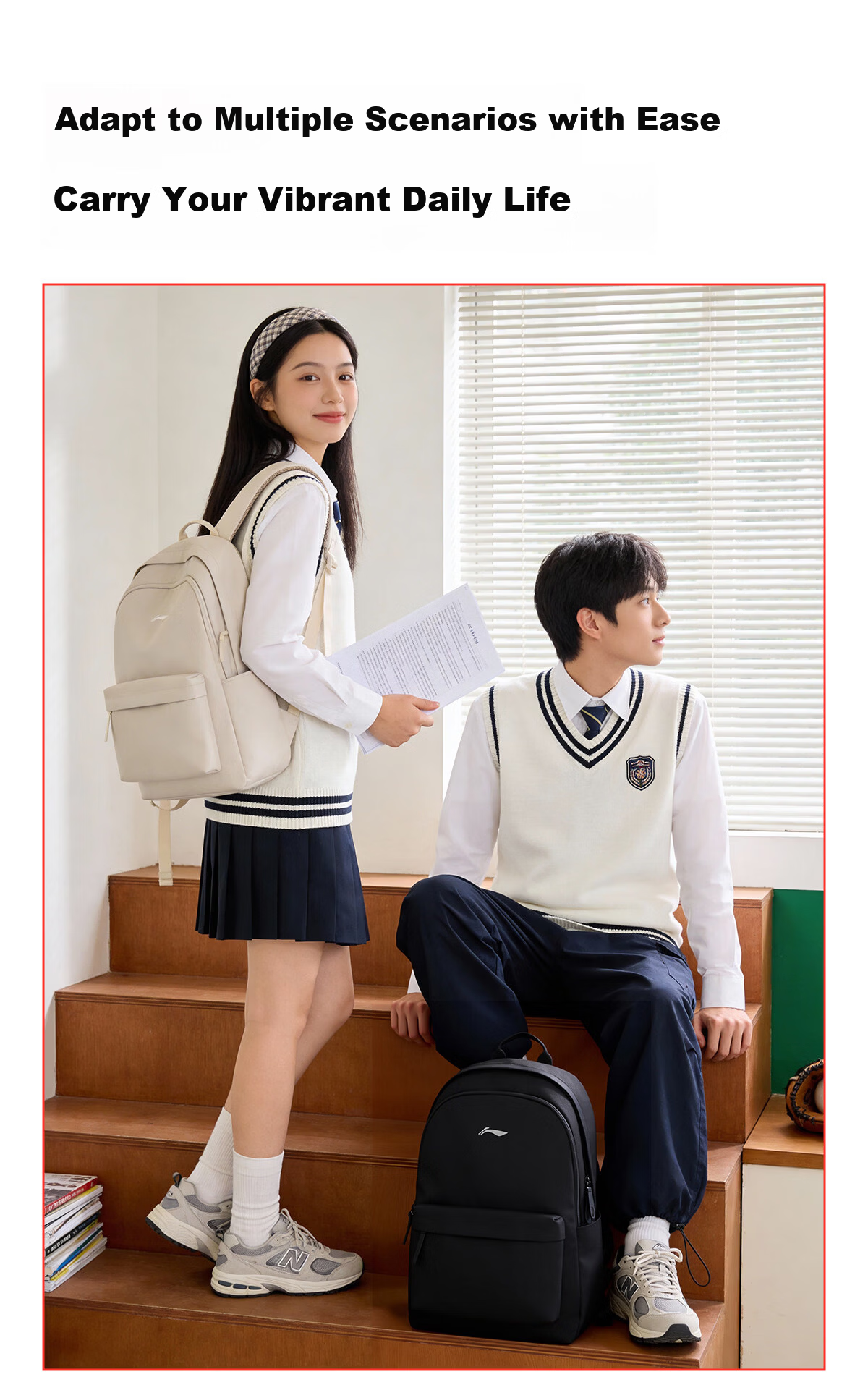 Li-Ning Backpack for Men, High School Student Bookbag, Stylish 2026 New Model, Large Capacity, Lightweight Travel Backpack, Laptop Bag 18