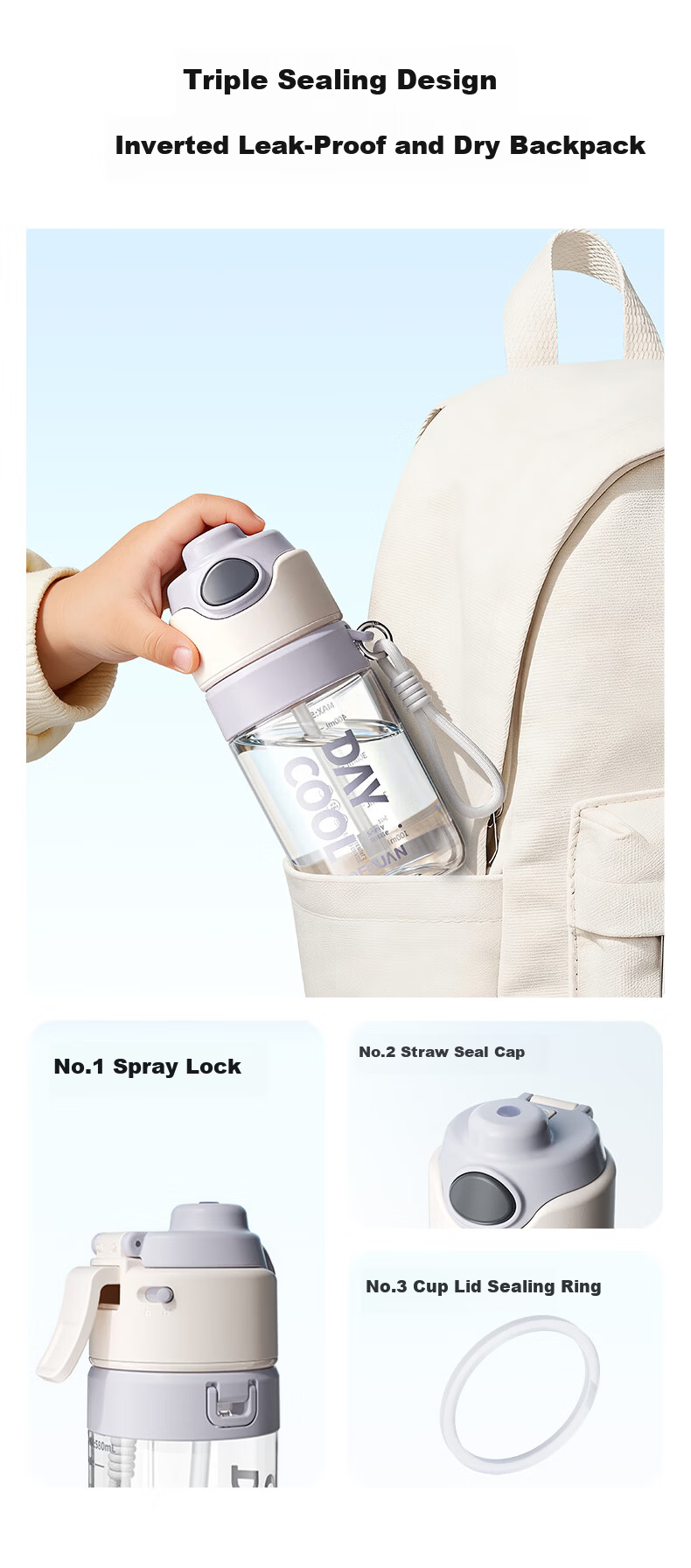 Fuquan Spray Water Bottle Children's Middle School Student School Special Sports Water Bottle Summer with Scale Straw Spray Cup 9