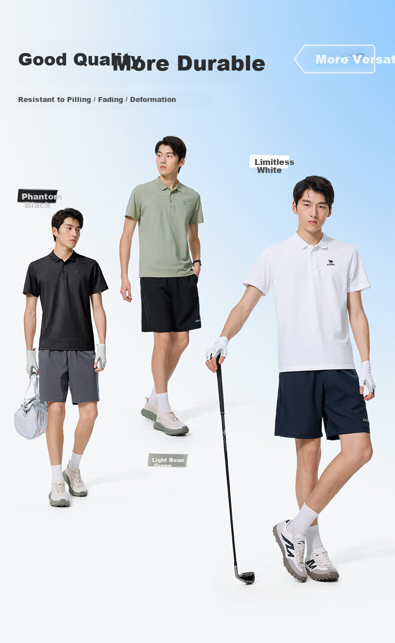 CAMEL Men's Quick-Dry Sports Polo Shirt, Casual Short Sleeve T-Shirt, Light Bean Green, Size M, Model C16BAXLN034 5
