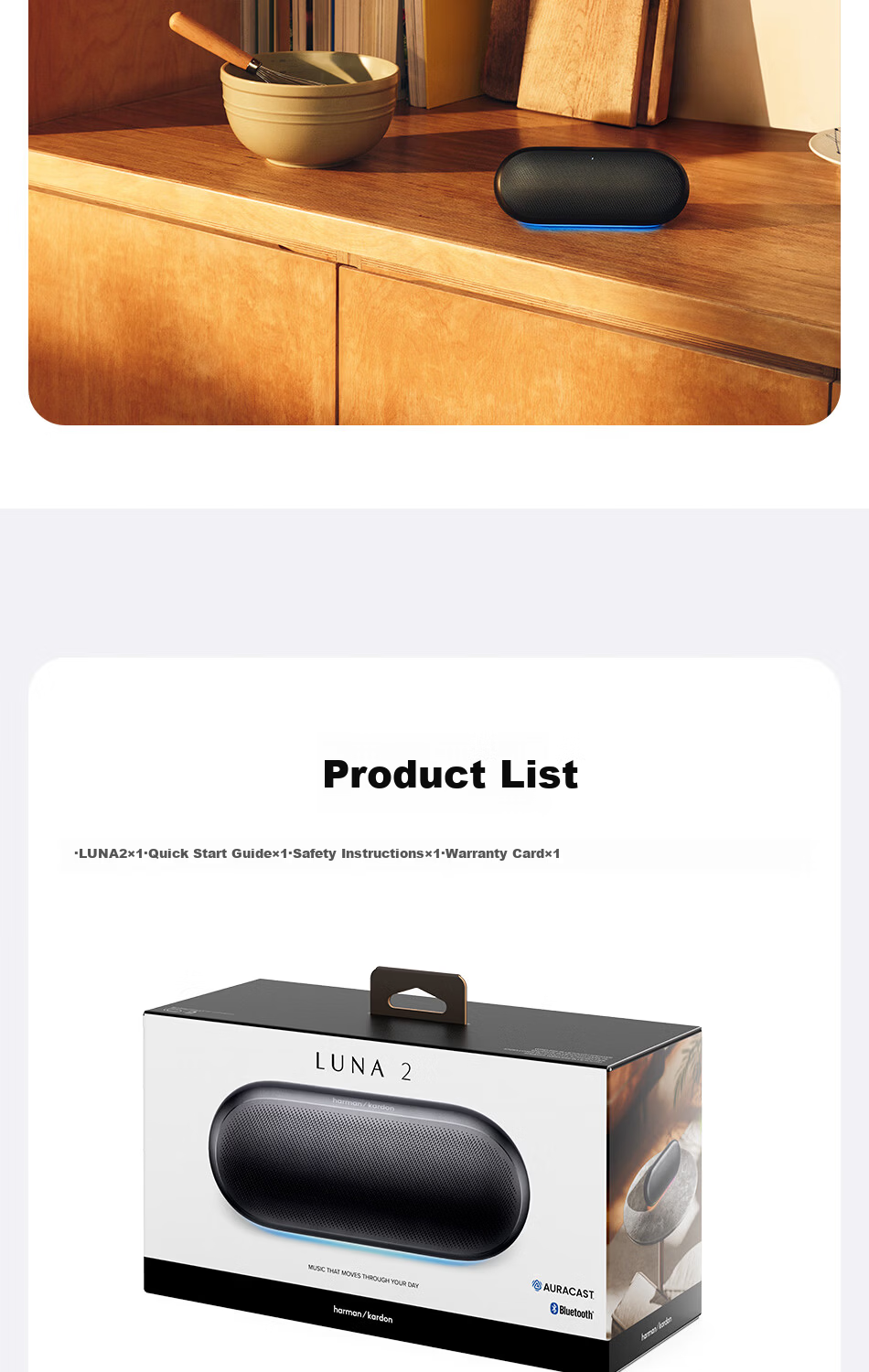 Harman/Kardon LUNA 2 Portable Bluetooth Speaker Smart Tuning Ambient Lighting Multi-Device Connection IP67 Waterproof Dustproof Matcha Latte Color 8